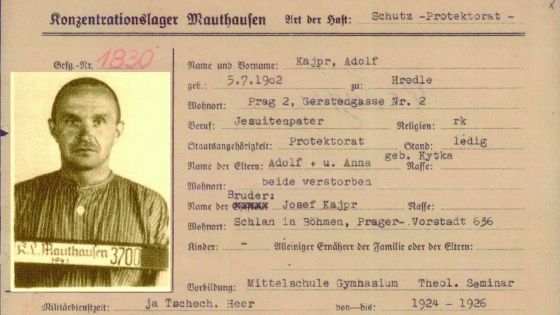 image:Image Adolf Kajpr se na začátku druhé světové války za svůj článek o soužití Čechů a Němců dostal do koncentračního tábora Mauthausen. Po necelém roce byl převezen do Dachau, kde byl vězněn až do konce války.