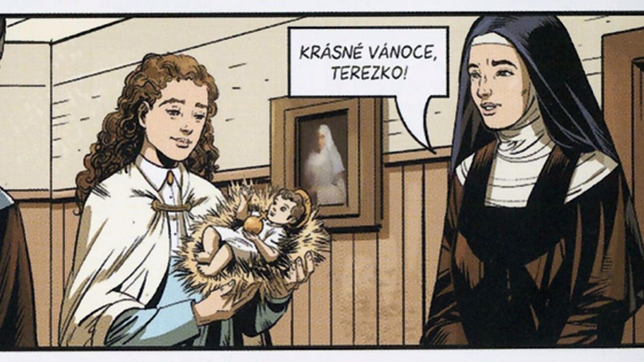 image:Image Svatá Terezie s malým dítětem Ježíšem v komiksovém zpracování.