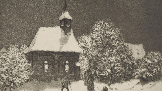 image:Image NAROZENÍ JEŽÍŠE KRISTA A VÁNOČNÍ OSLAVY, jak je zachytili umělci od středověku po 20. století, ukazuje komorní výstava Svatá noc Národní galerie Praha v Grafickém kabinetu Schwarzenberského paláce. Iluminace, grafické listy (jako tento od Rudolfa Herberta Schlindenbucha z roku 1925) i kresby ukazují křesťanskou podstatu Vánoc i jejich lidové a komerční pojetí. Výstava potrvá do 5. března 2023.