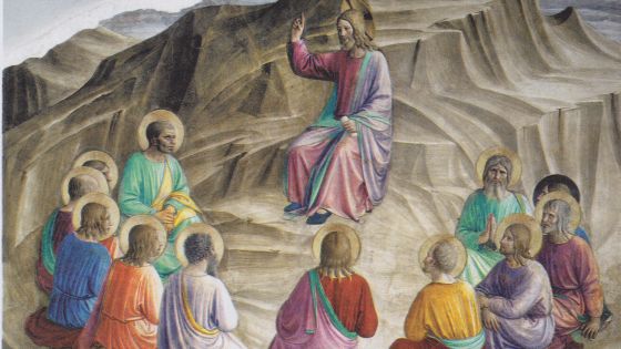 image:Image Fra Angelico, řeholním jménem Jan z Fiesole (1395–1455): Kázání na hoře, nástěnná malba z kláštera sv. Marka ve Florencii, Itálie.