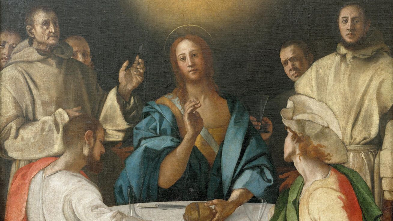 image:Image Jacopo da Pontormo: Večeře v Emauzích (1525, olej na plátně, Galerie Uffizi, Itálie).