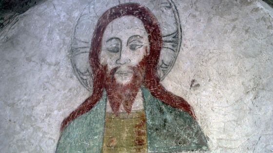 image:Image „Kdo viděl mne, viděl Otce,“ říká Ježíš Filipovi (Jan 14,9). (Nástěnná malba ze středověkého kostela v Barlingbo na švédském ostrově Gotland.)