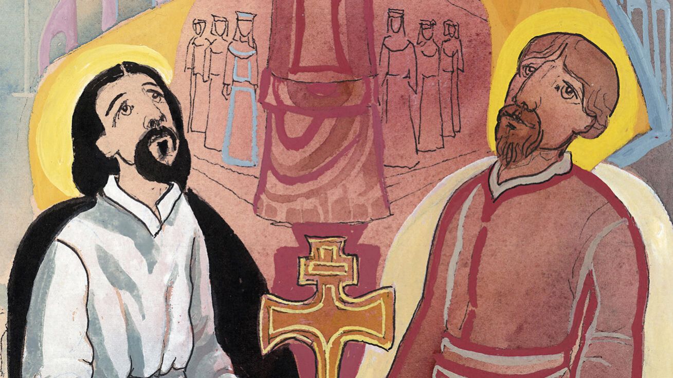 image:Image Ilustrace Oldřicha Seluckého ke knize pro děti Cyril a Metoděj (Příběh soluňských bratří), kterou letos vydalo Karmelitánské nakladatelství.