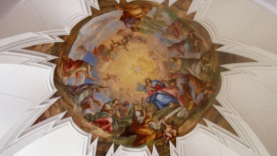 image:Image V sakrálních Santiniho stavbách zvláště obdivujeme gotikou inspirované klenby, jako je například tato v klášteře v Plasích.