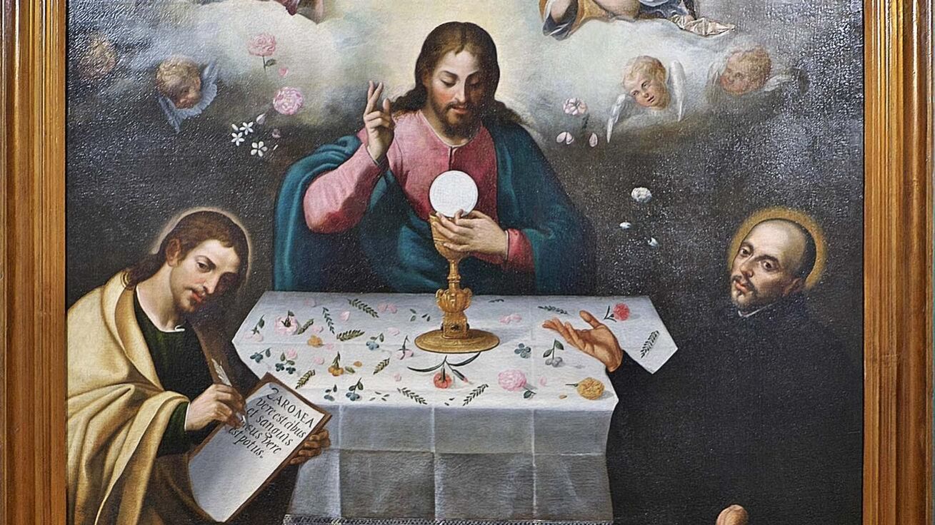 image:Image Juan del Castillo: Sv. Jan Evangelista a sv. Ignác z Loyoly adorující svátost Eucharistie (Profesní dům Tovaryšstva Ježíšova v Seville).