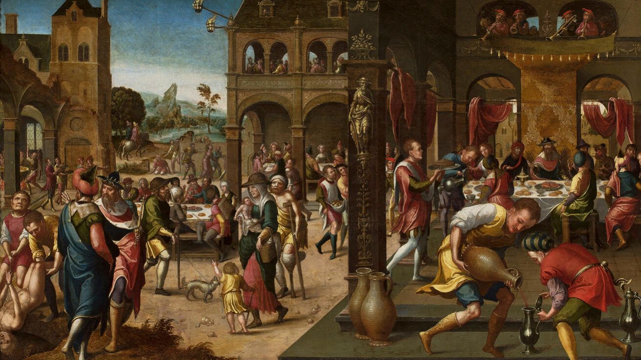 image:Image Brunšvický monogramista (anonymní nizozemský malíř): Podobenství o svatební hostině, olej na desce, kol. 1525, Národní galerie ve Varšavě, Polsko.