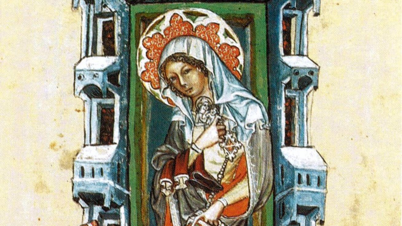 image:Image Svatá Hedvika Slezská, miniatura na titulním listu Ostrovského kodexu (1353).