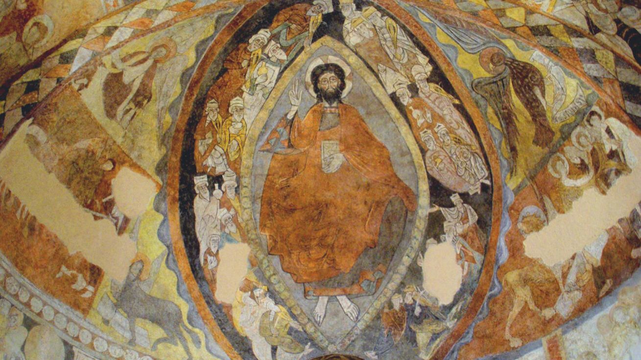 image:Image Ježíš Kristus Pantokrator, románská freska z kostela svatých Justa a Pastora ze španělské Segovie.