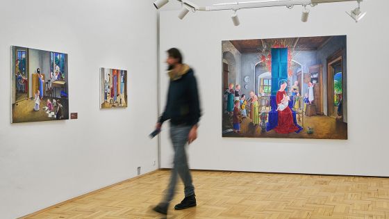 image:Image Zájemci si z výstavy mohou odnést i vystřihovací betlém Jana Knapa.
