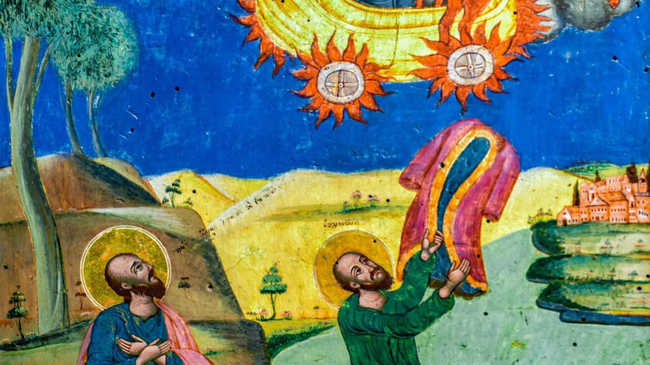 image:Image Pravoslavná církev tradičně řadí starozákonního proroka Eliáše mezi svaté. Na byzantské ikoně je znázorněno Eliášovo „nanebevzetí“.