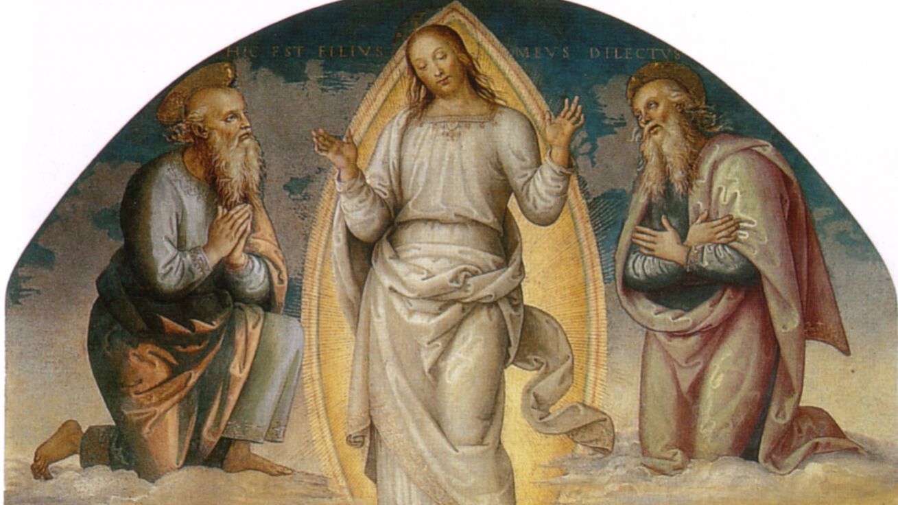 image:Image Pietro Perugino (1448-1523), Proměnění Páně, mezi lety 1497až 1500, freska, Collegio del Cambio, Perugia, Itálie.