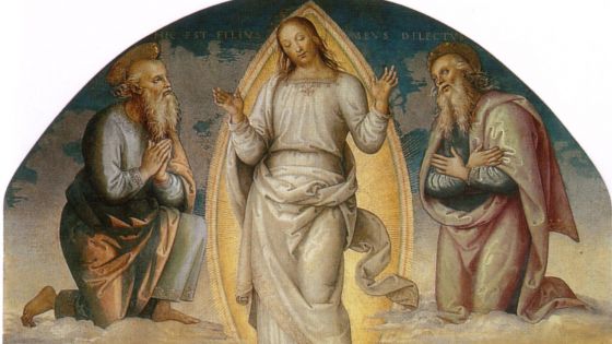 image:Image Pietro Perugino (1448-1523), Proměnění Páně, mezi lety 1497až 1500, freska, Collegio del Cambio, Perugia, Itálie.
