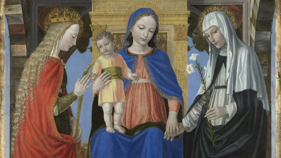 image:Image Ambrogio Bergognone: Panna Maria s Ježíškem a Kateřinou Alexandrijskou a Kateřinou Sienskou.
