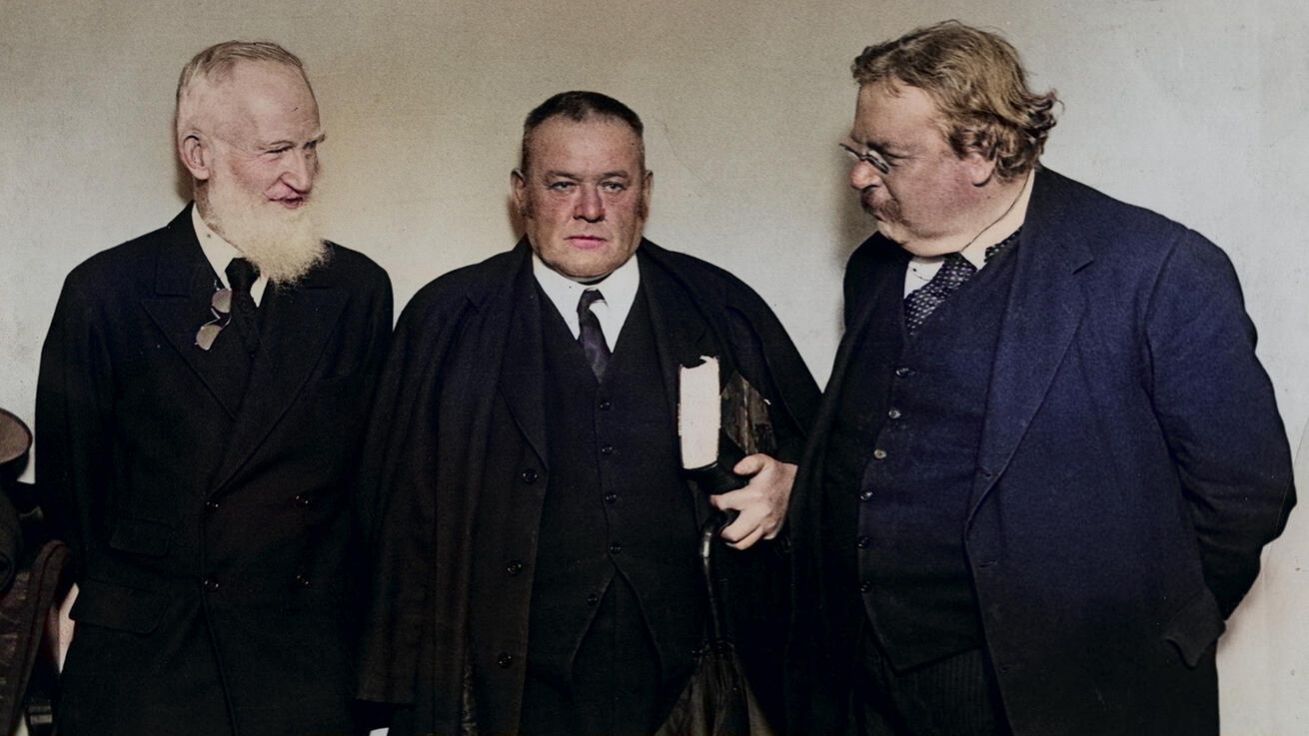 image:Image Tři výrazné literární osobnosti tehdejší Anglie: G. B. Shaw, Hilaire Belloc a G. K. Chesterton.
