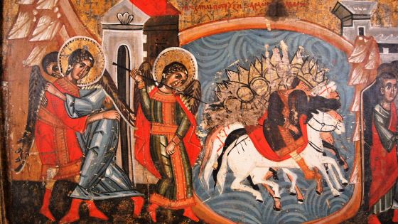 image:Image Detail ikony s archandělem Michaelem, původně pocházející z chrámu sv. Dimitrije v Rovném (kol. 1550–1580, Šarišské muzeum v Bardejově, Slovensko).