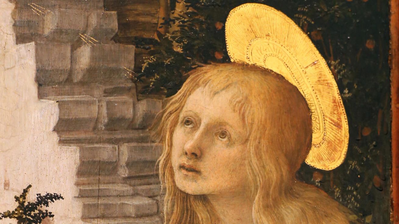 image:Image Filippo Lippi: Sv. Marie Magdalská (kol. 1455, detail, Galerie Uffizi, Florencie).