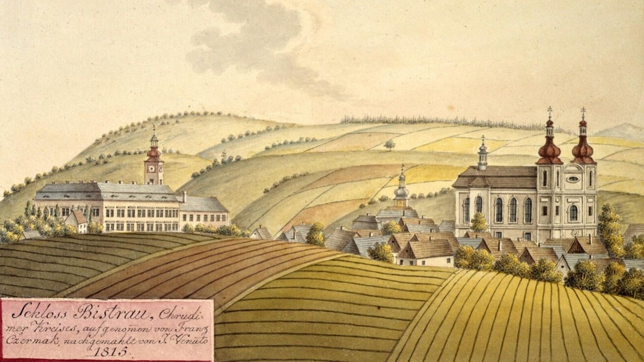 image:Image Pohled na Bystré u Poličky na malbě z roku 1815.