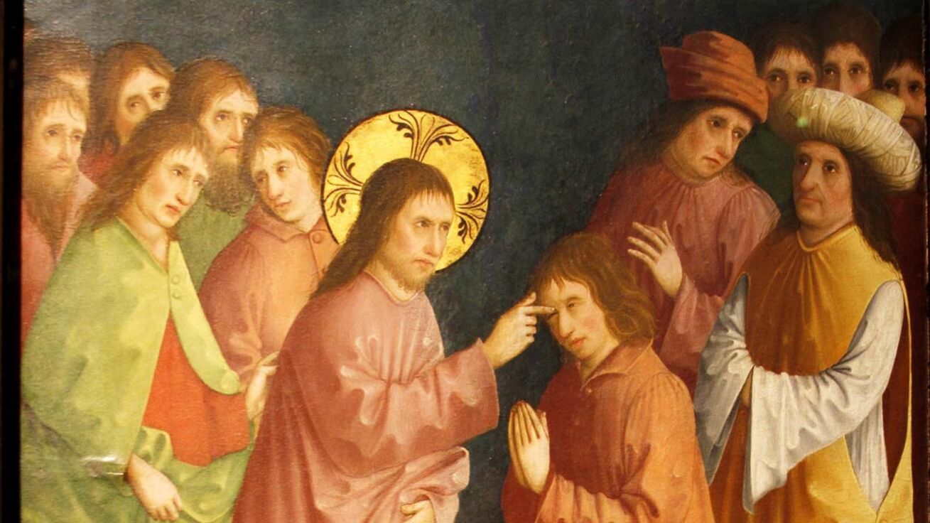 image:Image Mistr darmstadtských pašijí: Kristus uzdravuje slepého, 15. stol., Státní galerie v Stuttgartu, Německo.