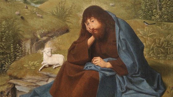 image:Image Geertgen tot Sint Jans (1460–1495): Jan Křtitel na poušti (kol. 1480, Obrazová galerie v Berlíně, Německo).