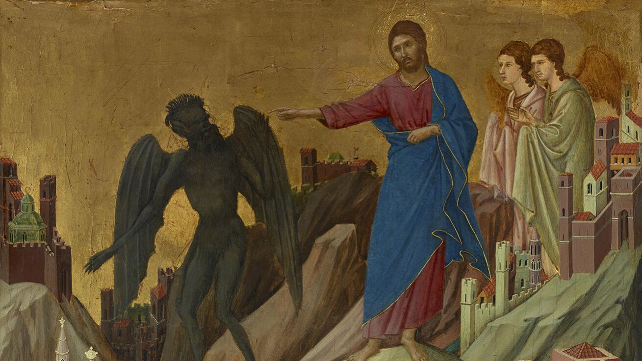 image:Image Duccio di Buoninsegna (1255–1319): Pokušení na hoře (tempera na desce, kol. 1308, Frickova sbírka, New York City, USA).