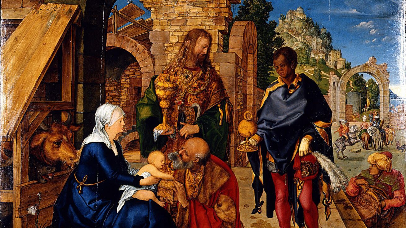 image:Image Albrecht Dürer: Klanění tří králů, 1504, olej na dřevě, Galleria degli Uffizi, Florencie.