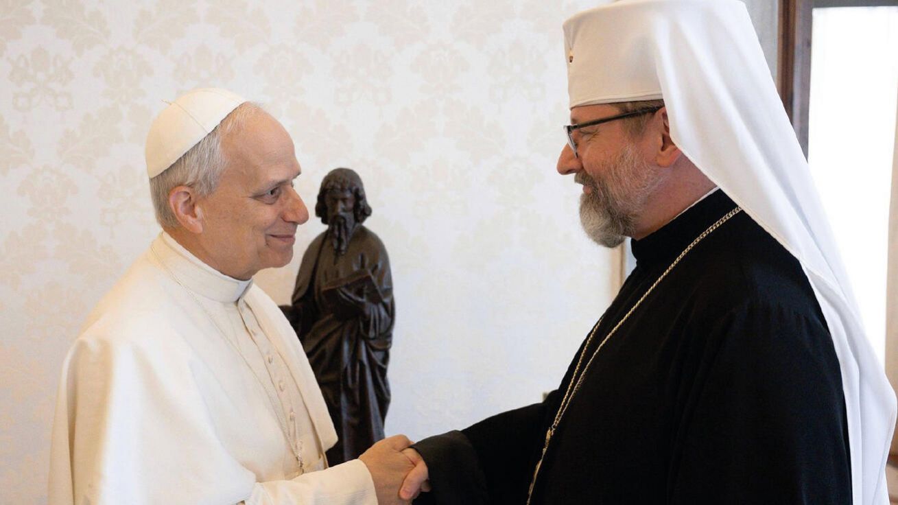 image:Image „Naši lidé už nazývají Lva papežem míru. Jsem přesvědčen, že během svého pontifikátu dosáhne klidným a metodickým přístupem míru,“ uvedl po setkání s novým papežem kyjevský metropolita Svjatoslav Ševčuk.