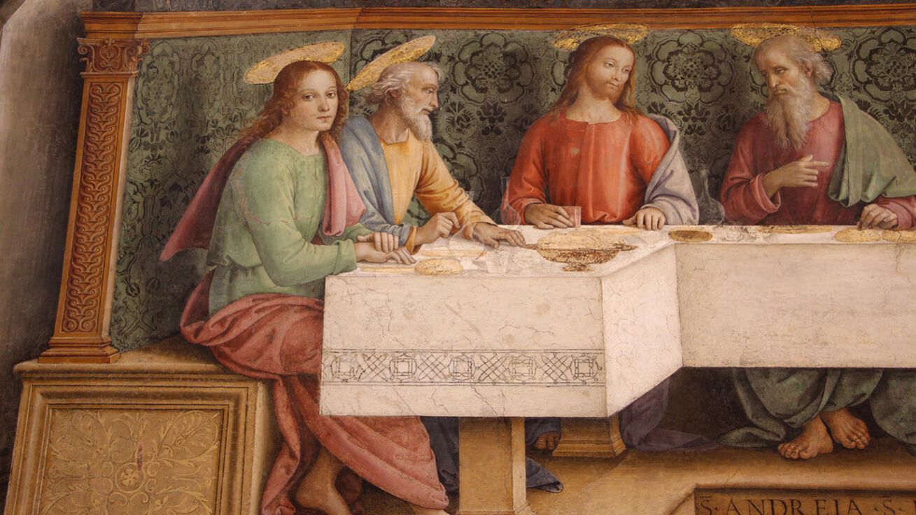 image:Image Detail z fresky Pietra Perugina Poslední večeře (mezi lety 1493 až 1496, bývalý klášter Fuligno, Florencie, Itálie).
