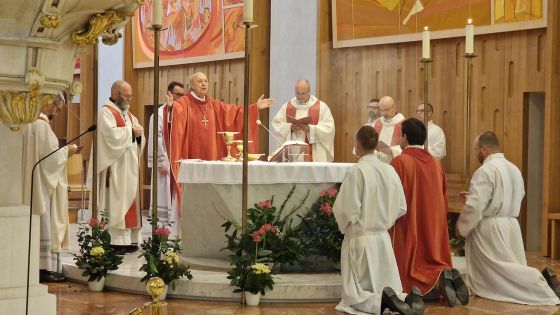 image:Image Slavnostní mše Veni Sancte v katedrále sv. Mikuláše slavili přítomní za účasti biskupa Pavla Posáda a jáhnů Michala Opatrného a Rudolfa Svobody, současného a bývalého děkana Teologické fakulty Jihočeské univerzity.