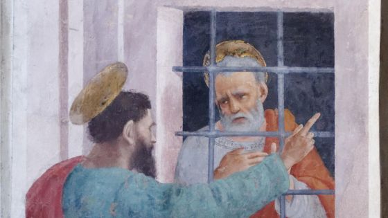 image:Image Filippino Lippi (1457–1504): Sv. Pavel navštěvuje sv. Petra ve vězení (nástěnná malba, kaple rodiny Brancacciů, Florencie, Itálie).