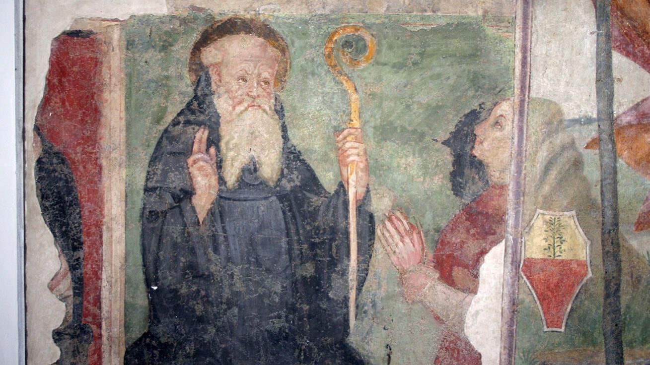 image:Image Svatý Benedikt z Nursie, freska z 15. století, bazilika San Nazaro, Milán, Itálie.