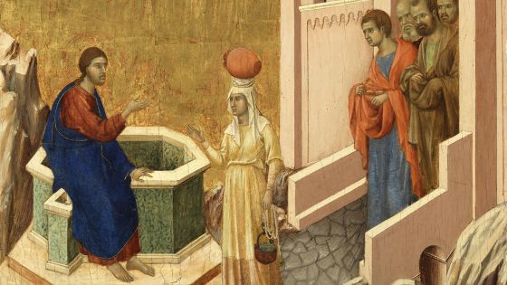 image:Image Duccio di Buoninsegna: Setkání se samařskou ženou (tempera na desce, kol. 1310, Muzeum ThyssenBornemiszů, Madrid, Španělsko).