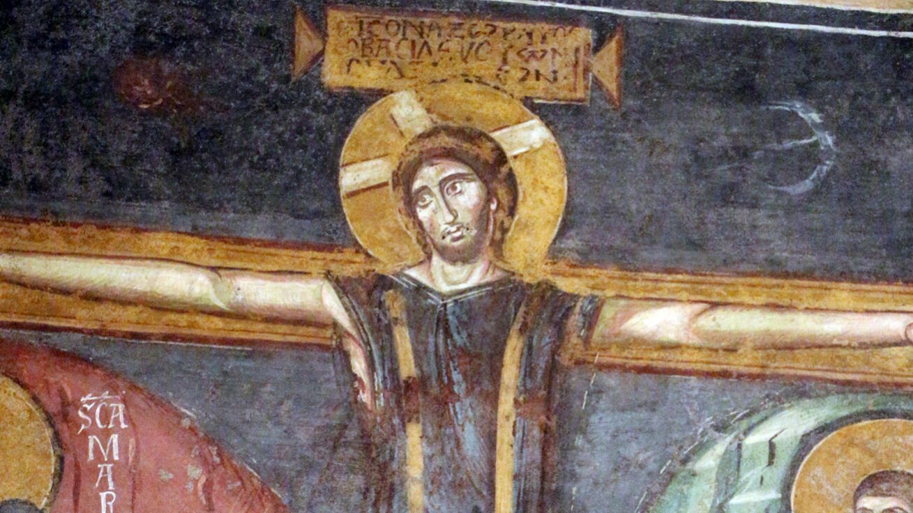 image:Image Kristovo ukřižování (8. st., kostel Santa Maria Antiqua, Řím, Itálie).