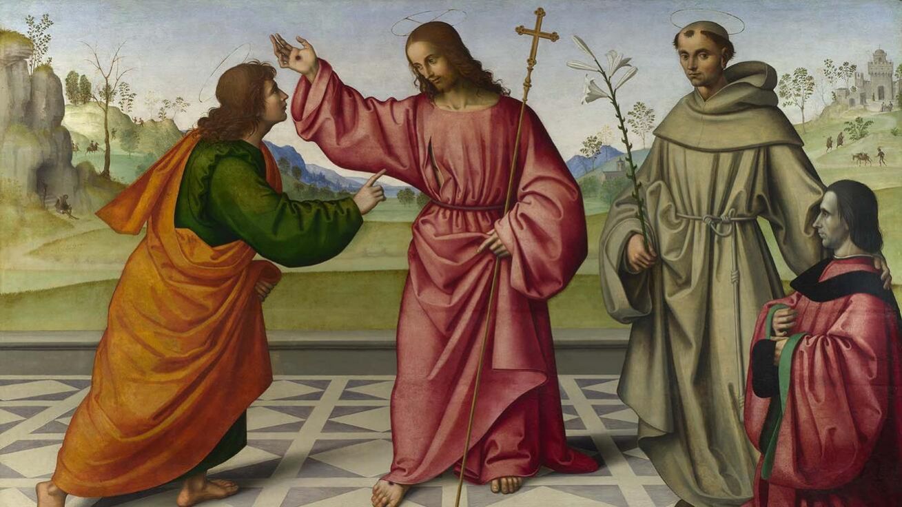 image:Image Giovanni Battista Bertucci: Nevěřící Tomáš (olej na desce, kol. 1498, Národní galerie, Londýn).