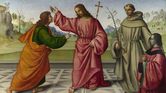 image:Image Giovanni Battista Bertucci: Nevěřící Tomáš (olej na desce, kol. 1498, Národní galerie, Londýn).