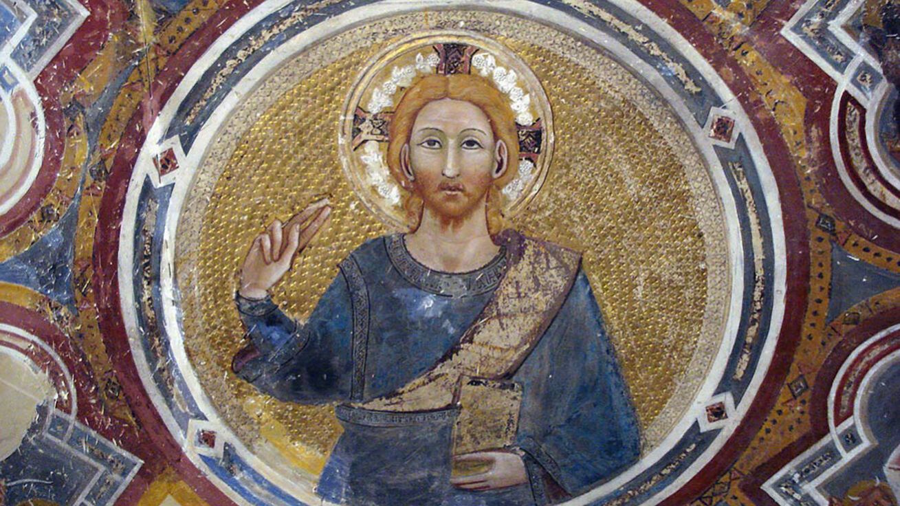image:Image Žehnající Kristus od anonymního autora (konec 13. st., nástěnná malba, kostel sv. Františka v Gubbiu, Itálie).